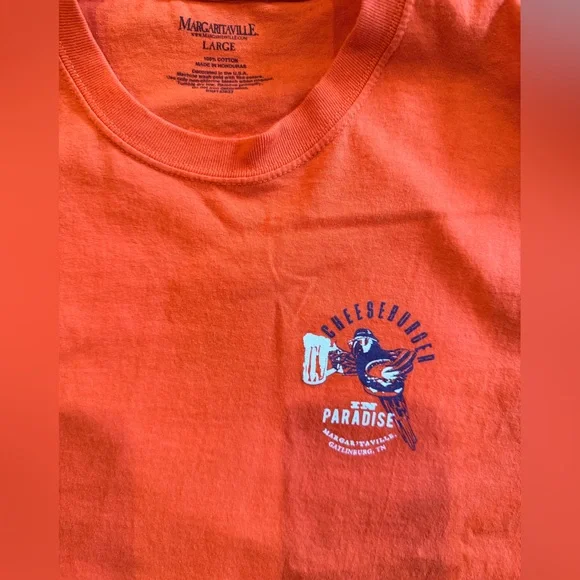 Margarittaville Jimmy Buffet beachy Gatlinburg, TN Orange Graphic large tee - Picture 3 of 3